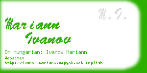 mariann ivanov business card